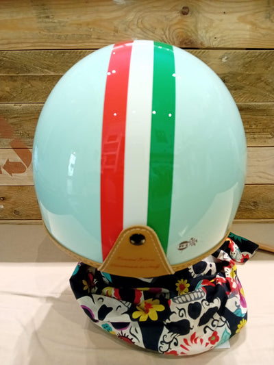 Vintage Demi-Jet Helmet with Mint-Tan Visor and Italian Flag