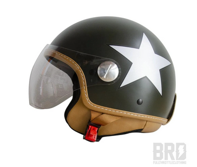 Vintage Demi-Jet Helmet with Army Green Star Visor