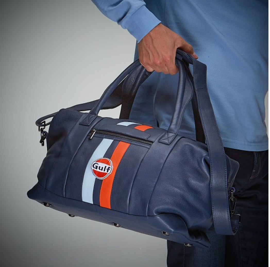 Borsa da viaggio in pelle Gulf misura media blu navy