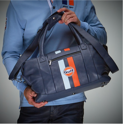 Borsa da viaggio in pelle Gulf misura media blu navy
