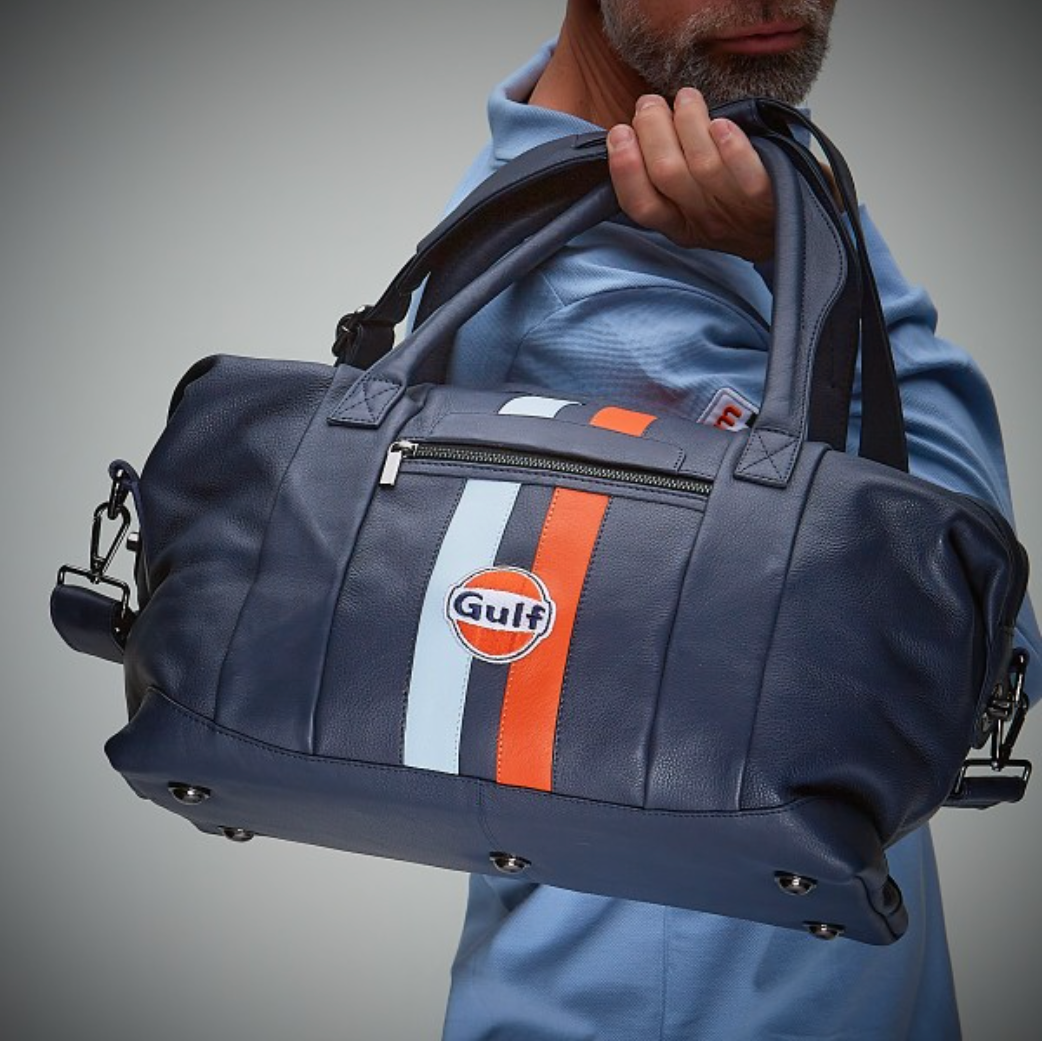 Borsa da viaggio in pelle Gulf misura media blu navy