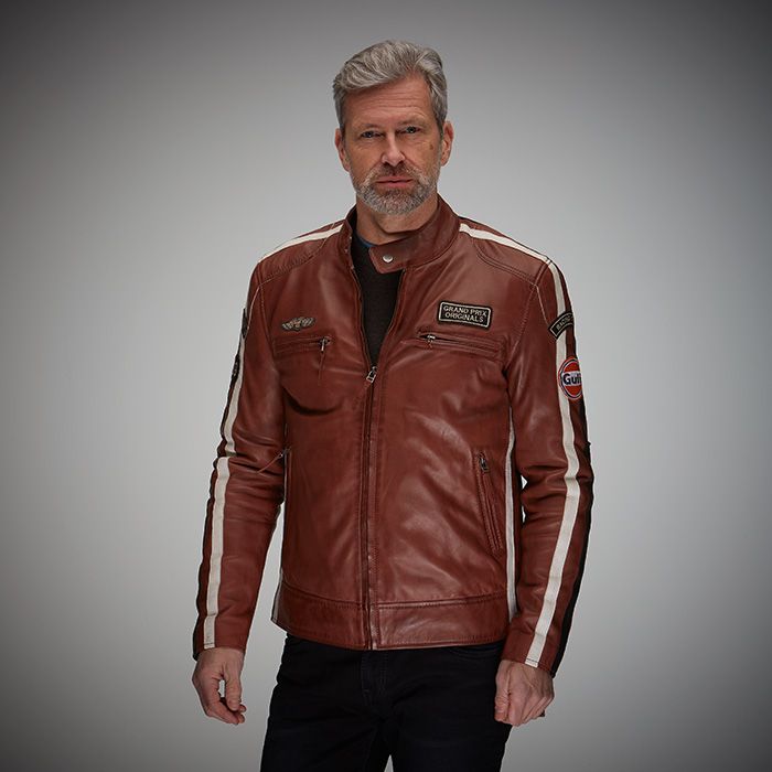 Giacca in pelle Classic Gulf Jacket cognac
