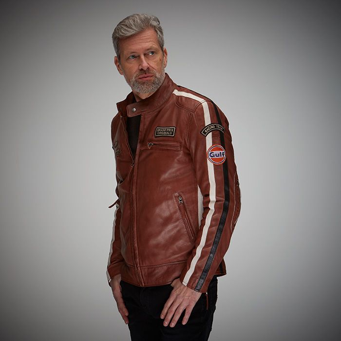 Giacca in pelle Classic Gulf Jacket cognac