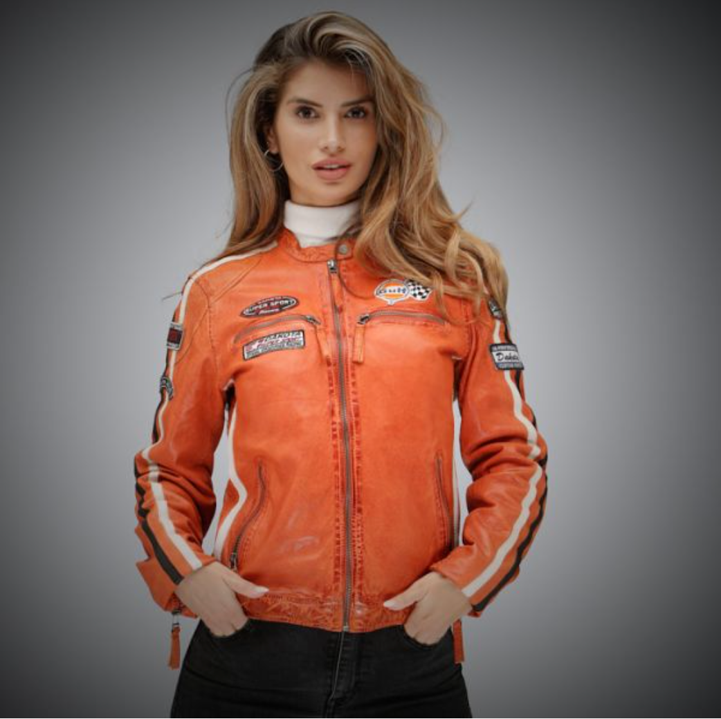 Giacca in pelle Classic Gulf Jacket Arancio Donna