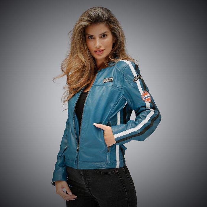Giacca in pelle Classic Gulf Jacket navy blue Donna